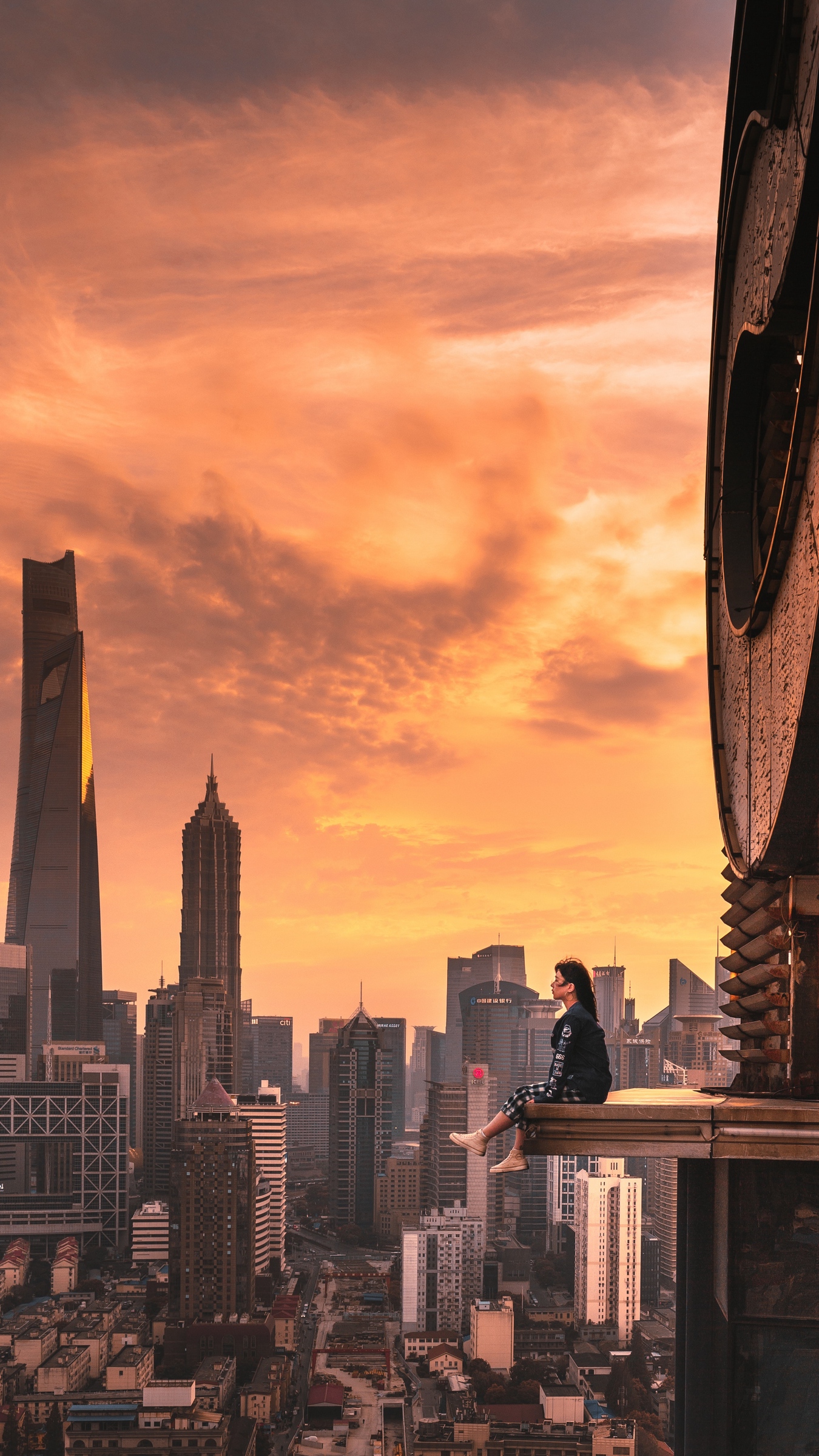 Wallpaper Girl, Roof, Skyscrapers, Metropolis, Solitude, - Housenick Take Our Chances , HD Wallpaper & Backgrounds