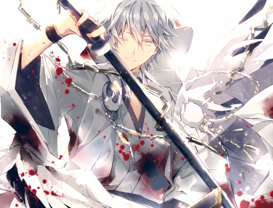 Touken Ranbu Tsurumaru Kuninaga Katana White Hair Anime - Long White Haired Anime Boy , HD Wallpaper & Backgrounds