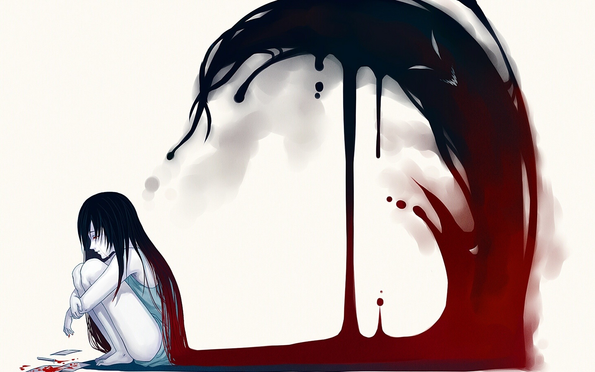 People Desktop Girl Portrait Illustration Abstract - Depressed Anime Girl Crying , HD Wallpaper & Backgrounds