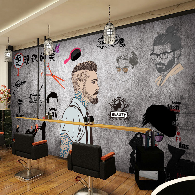 Barbershop Wallpaper 3d Stereoscopic Fashion Retro - Barbershop Mural , HD Wallpaper & Backgrounds