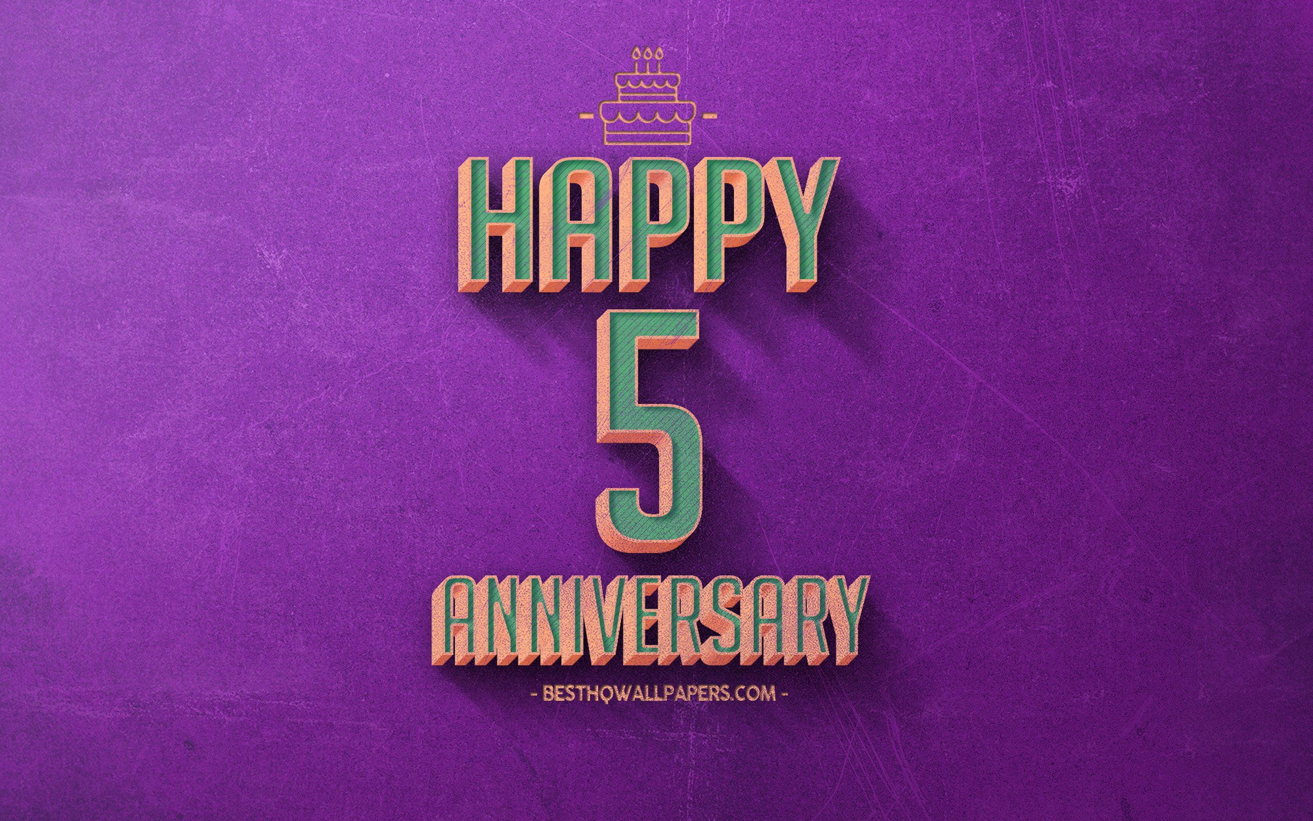 5 Years Anniversary, Purple Retro Background, 5th Anniversary - Graphic Design , HD Wallpaper & Backgrounds