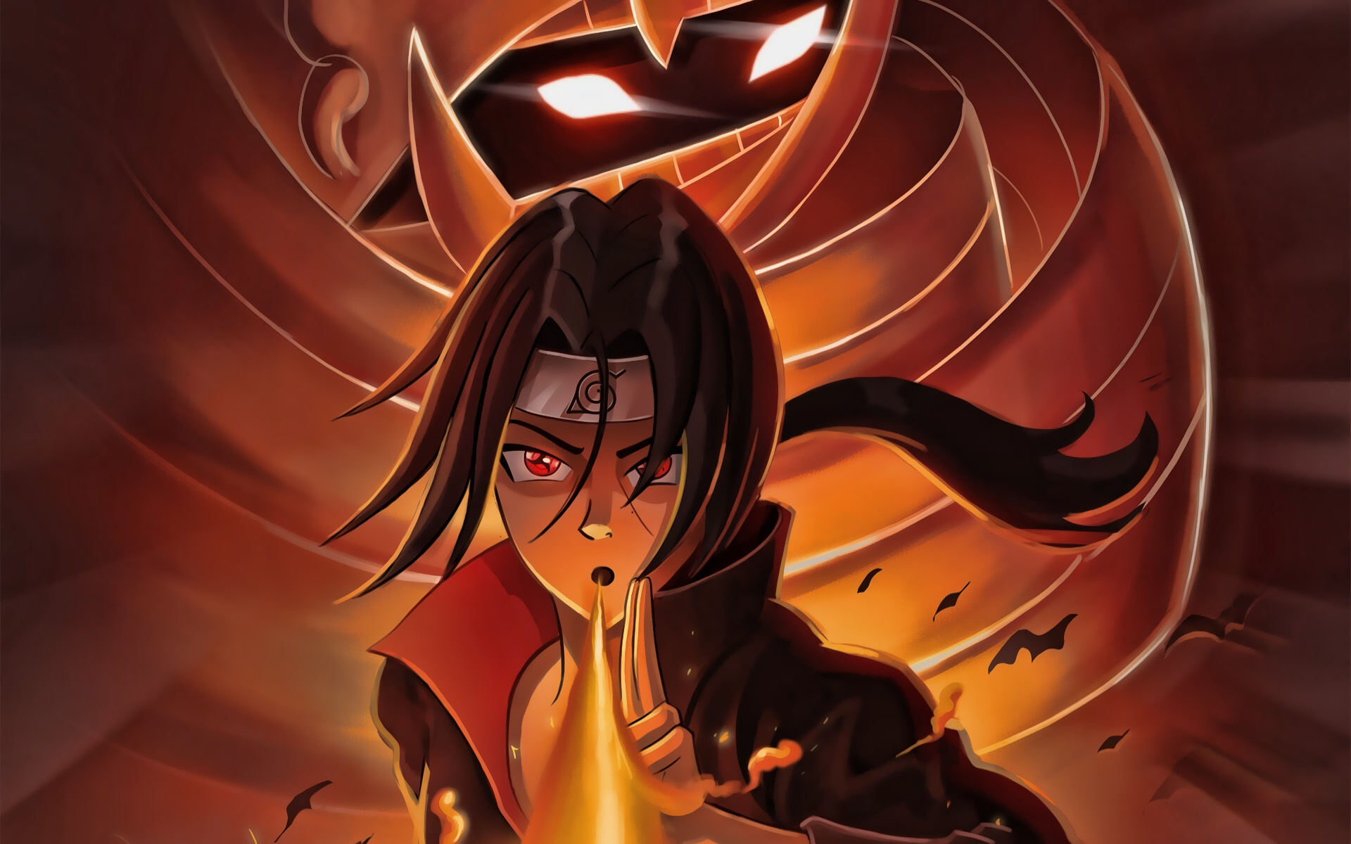 Itachi Uchiha, Fire Flames, Naruto, Anbu Captain, Akatsuki, - Itachi Uchiha Hd , HD Wallpaper & Backgrounds