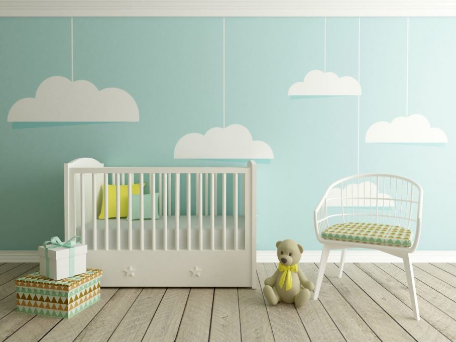 Nursery Accent Wall Stencil Baby Boy Wallpaper Design - Baby Boy Room Mockup , HD Wallpaper & Backgrounds