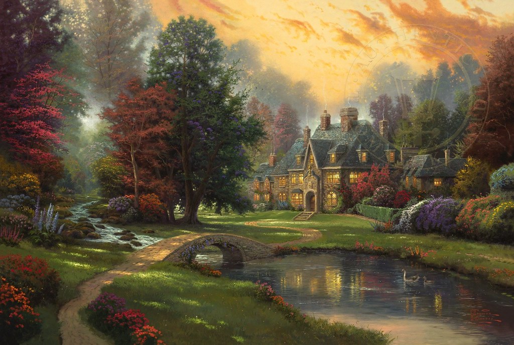 Thomas Kinkade Lakeside Manor , HD Wallpaper & Backgrounds