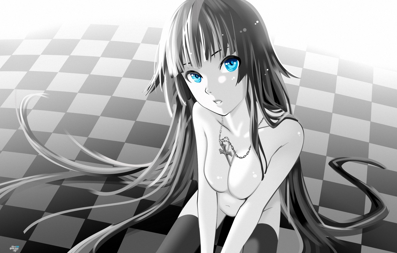 Photo Wallpaper White, Hot, Black, Girls, Eyes, Anime - Black Anime Girl Hot , HD Wallpaper & Backgrounds