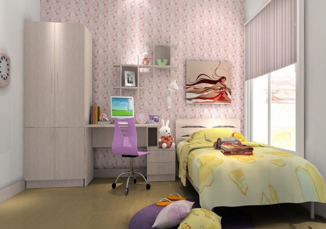 Girl Bedroom Wallpaper And Floor - Bedroom , HD Wallpaper & Backgrounds