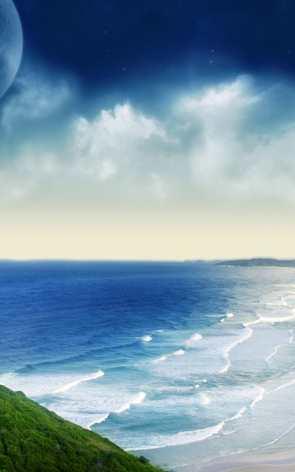 Hd Seaside Beach Moon Android Wallpaper - Beach , HD Wallpaper & Backgrounds