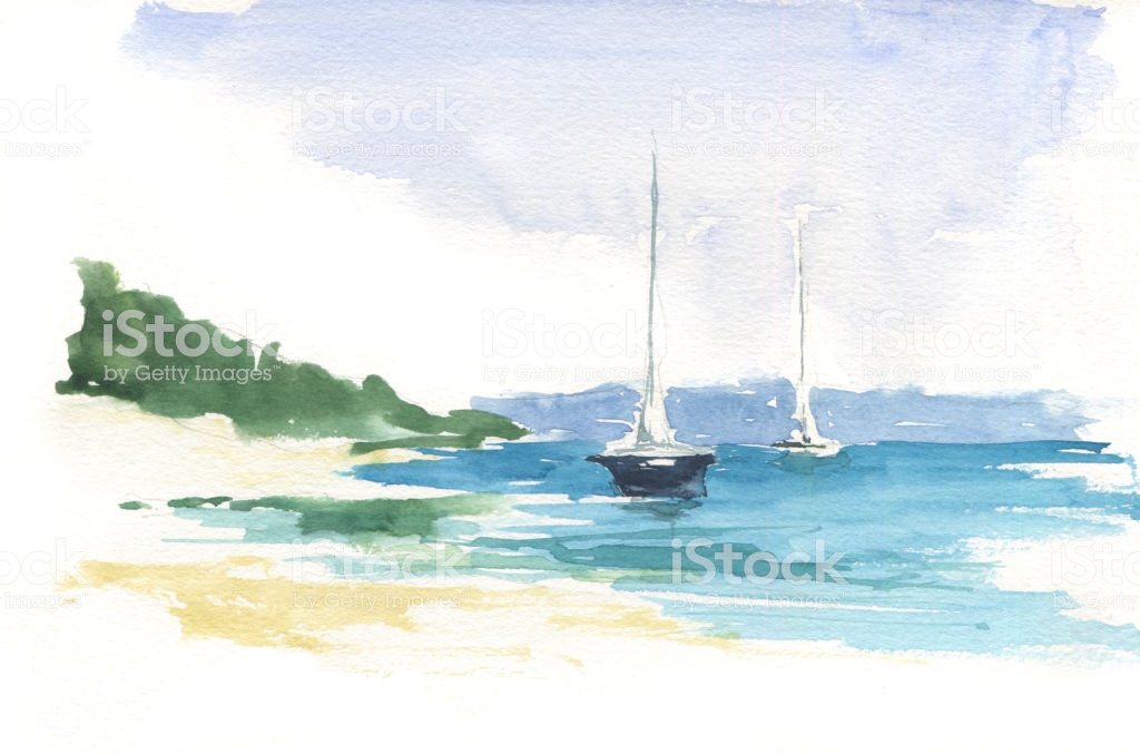 Pastel Paintings Akvarel Coast , HD Wallpaper & Backgrounds