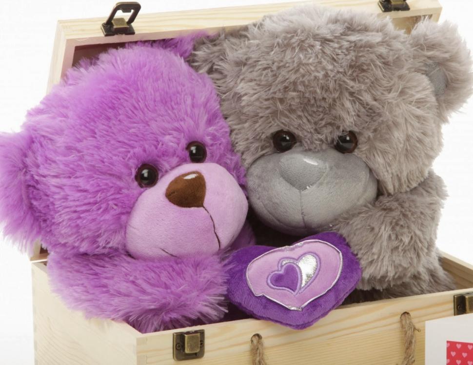 Purple And Gray Teddy Bear Couples Wallpaper,bear Couple - Purple Teddy Bear Couple , HD Wallpaper & Backgrounds