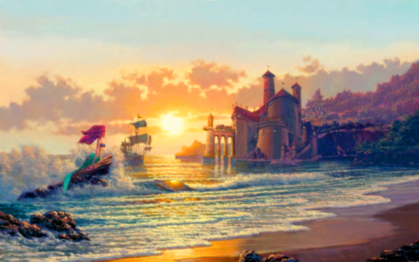 Princess Ariel - Little Mermaid Beach Background , HD Wallpaper & Backgrounds