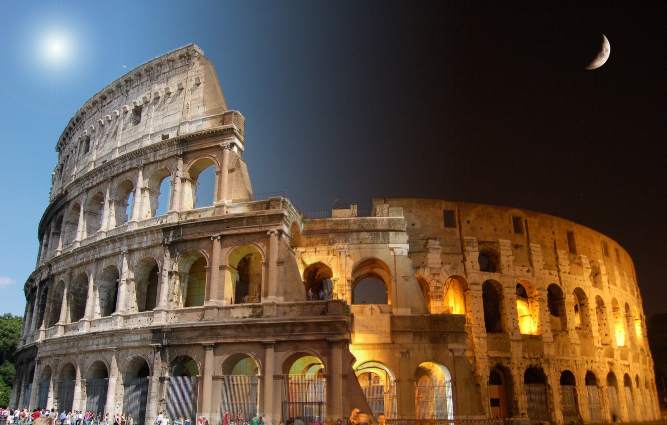 Wallpaper Roma Night Coliseum Images For Desktop Section - Rome Italy , HD Wallpaper & Backgrounds