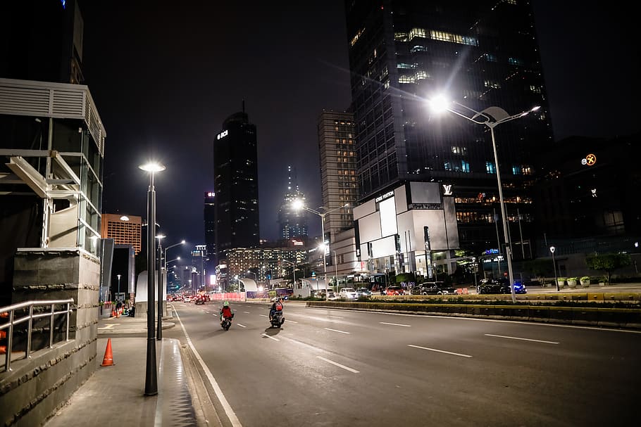 Indonesia, Jakarta, Traffic, Building, Street, Night, - Night Street Photography Jakarta , HD Wallpaper & Backgrounds