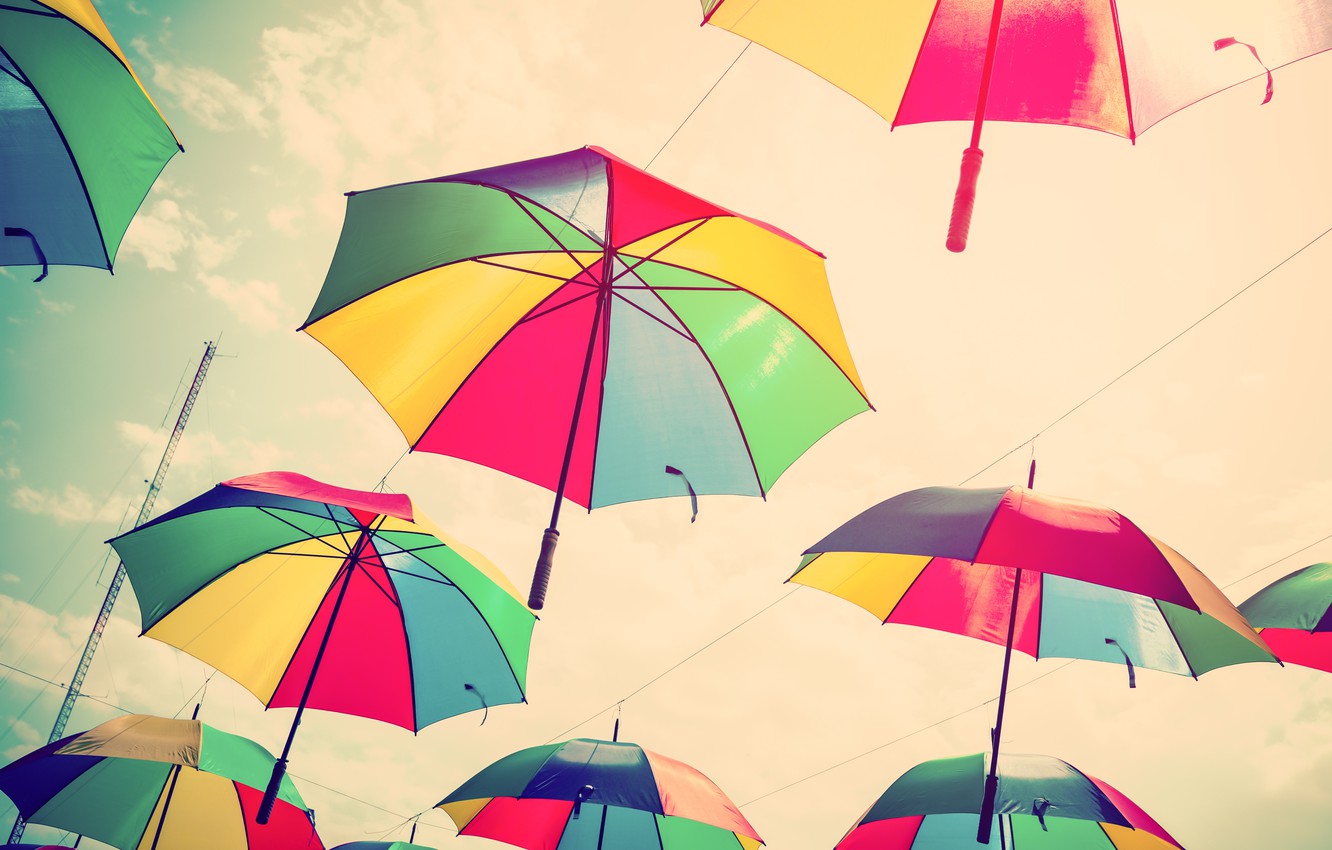 Photo Wallpaper Summer, The Sky, Colors, Umbrella, - Colorful Summer Umbrella Hd , HD Wallpaper & Backgrounds