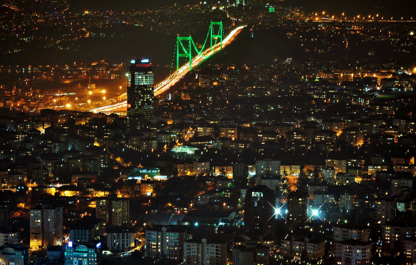 Photo Wallpaper Night, Istanbul, Turkey, Night, Istanbul - Istanbul Night , HD Wallpaper & Backgrounds