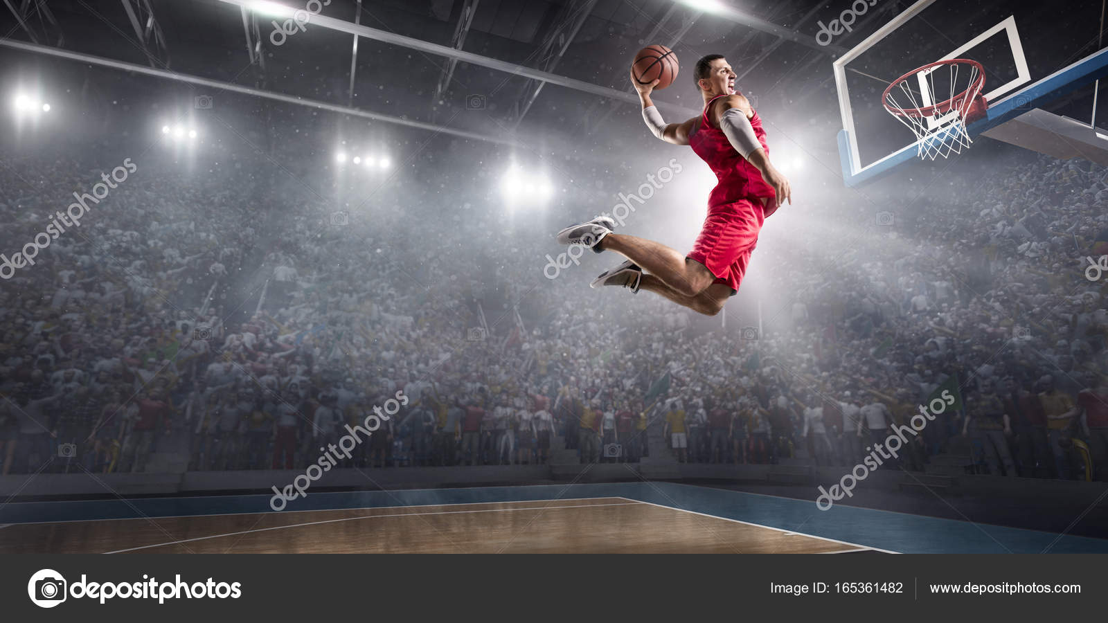 Basketball Player Makes Slam Dunk Stock Photo - Basketball Slam Dunk , HD Wallpaper & Backgrounds