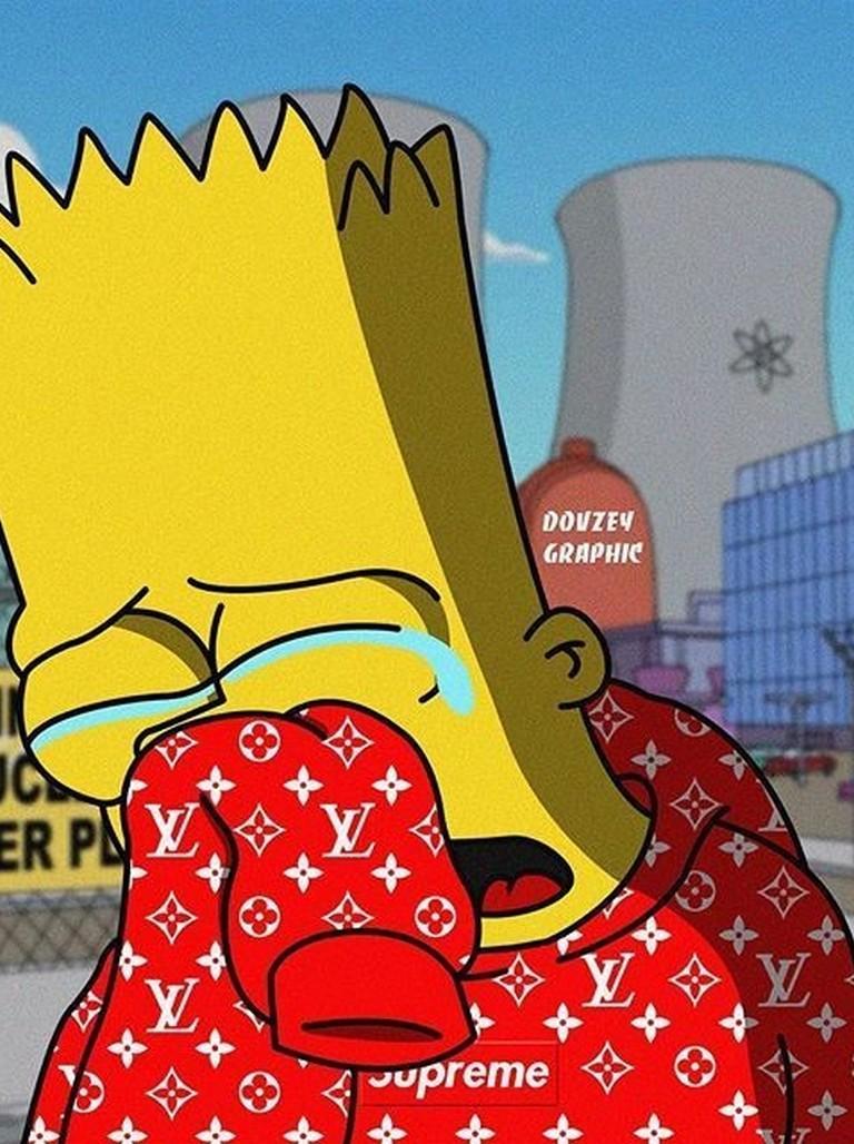 Supreme X Bart Simpson Wallpaper Hd For Android Apk - Bart Simpson Sad Supreme , HD Wallpaper & Backgrounds