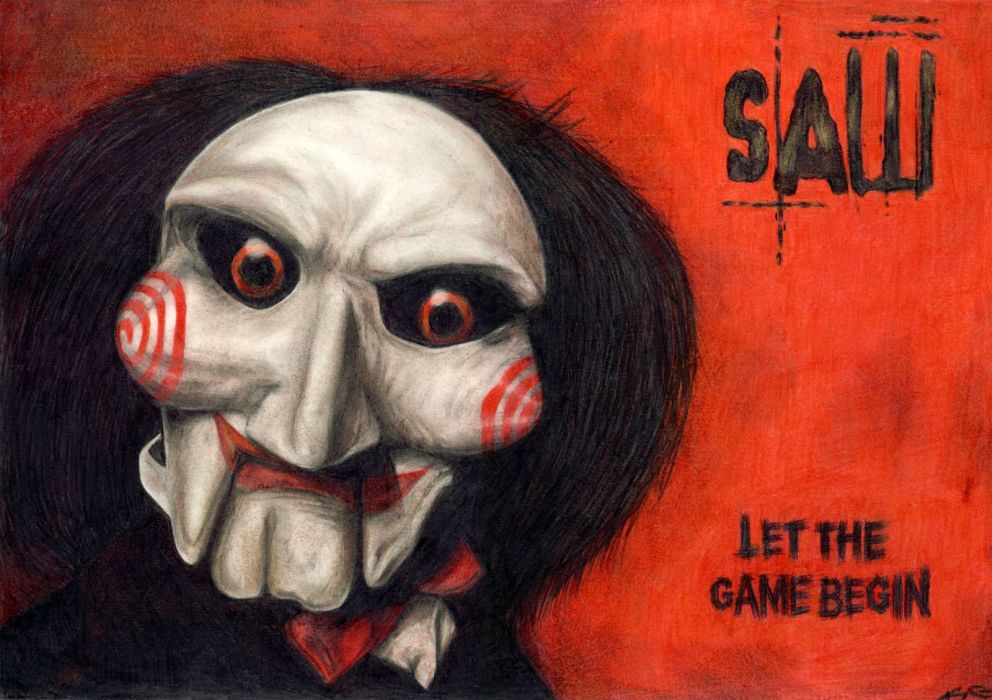 Saw Horror Dark Thriller Evil 1saw Poster Mask Clown - Saw Movies , HD Wallpaper & Backgrounds