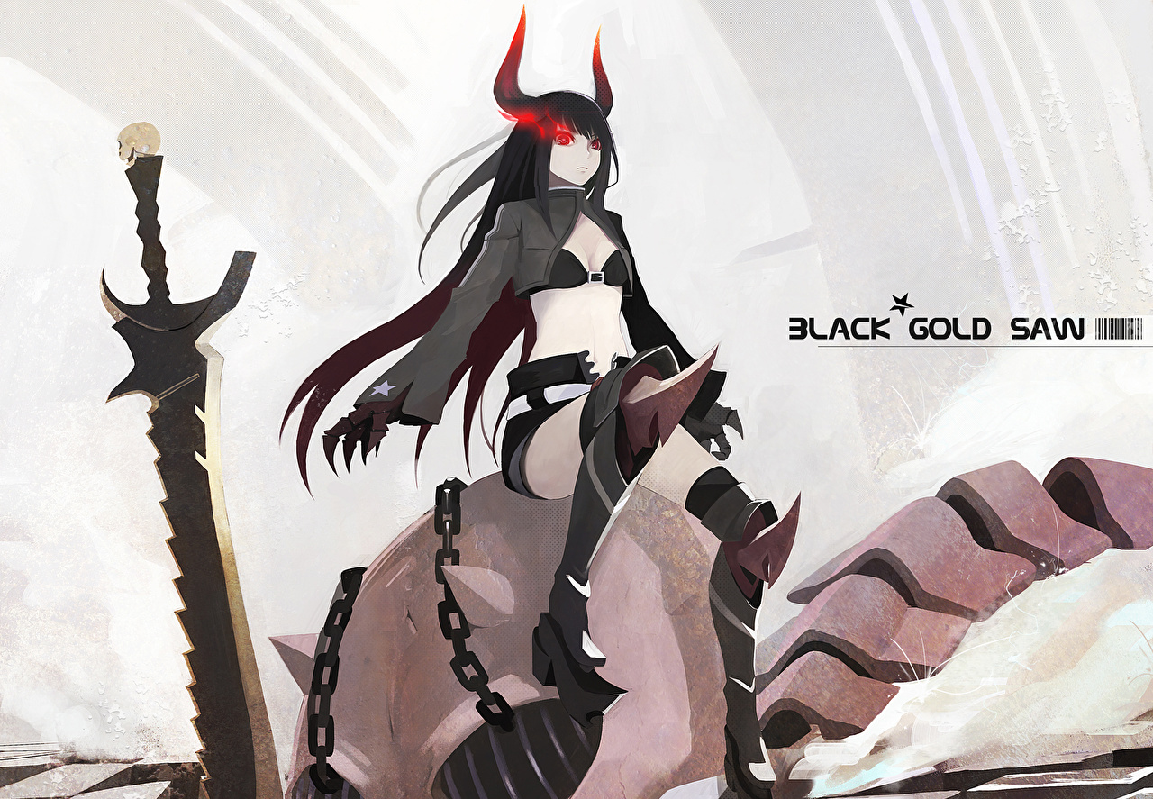Black Gold Saw Do Anime Black Rock Shooter , HD Wallpaper & Backgrounds