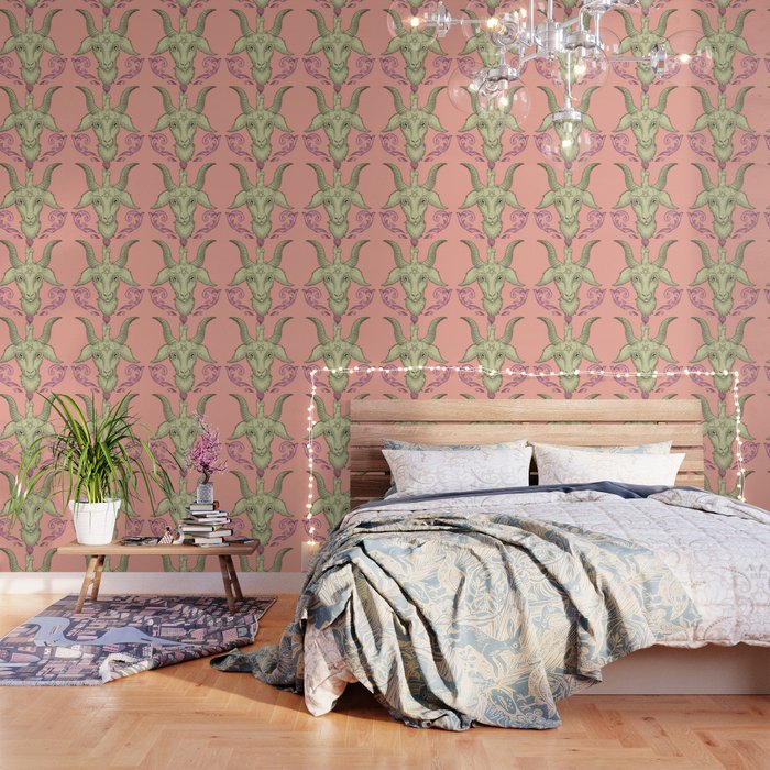Pink Baphomet By Monikafoglia - Light Olive Green Bedroom , HD Wallpaper & Backgrounds