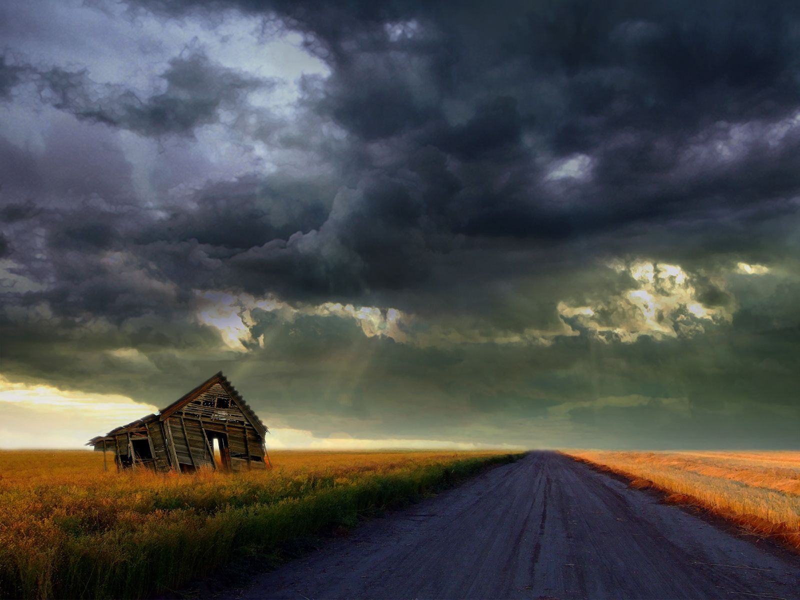 Mysterious Open Road Painting - Storm Wallpaper For Computer , HD Wallpaper & Backgrounds