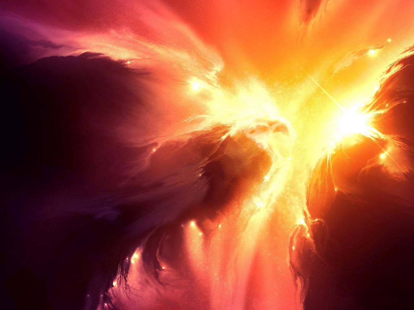 Wallpaper Light, Radiance, Fire, Explosion - Phoenix In Space , HD Wallpaper & Backgrounds