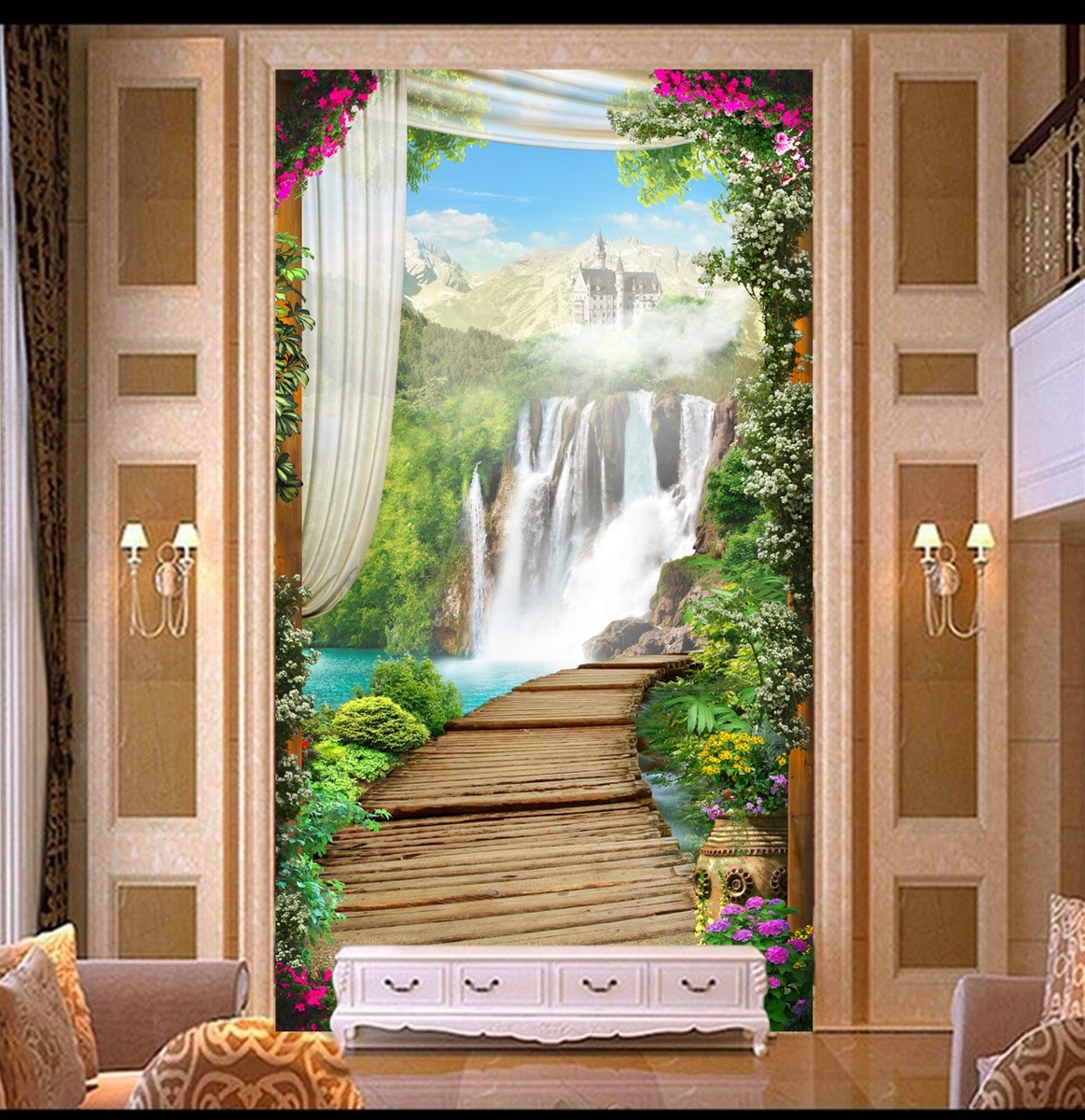 Air Terjun Wallpaper Dinding , HD Wallpaper & Backgrounds