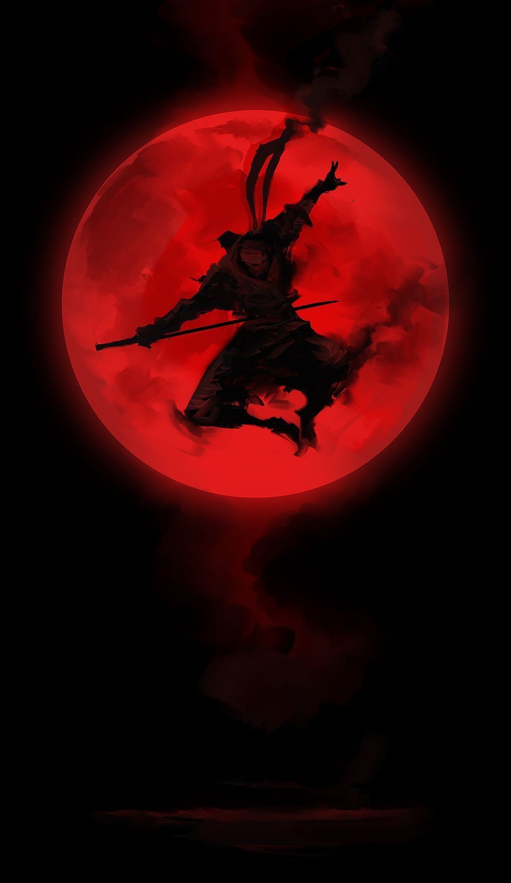 Black Toned Red - Red Moon Ninja , HD Wallpaper & Backgrounds
