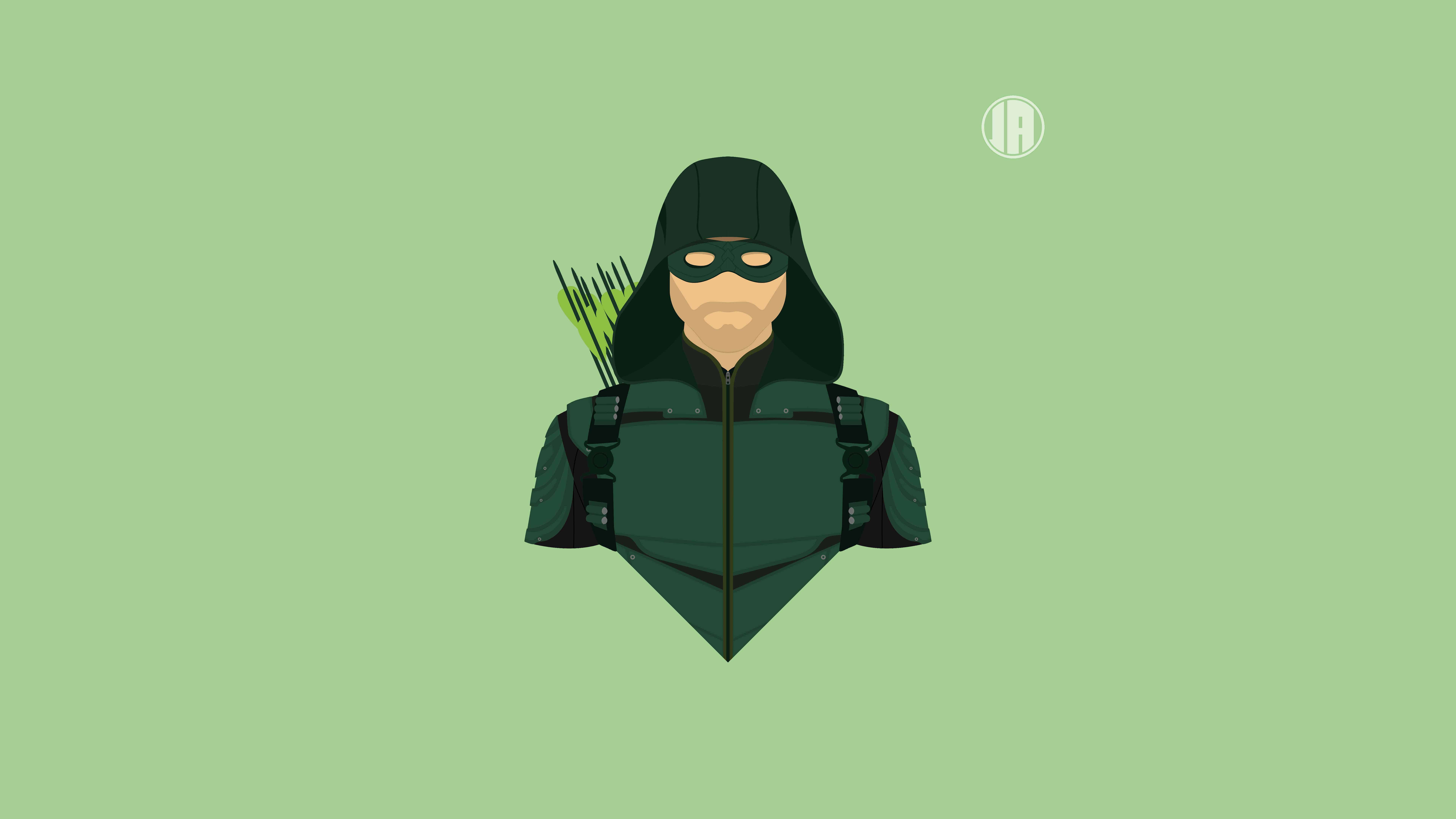 Minimalism Green Arrow Uhd 8k Wallpaper - Cartoon , HD Wallpaper & Backgrounds