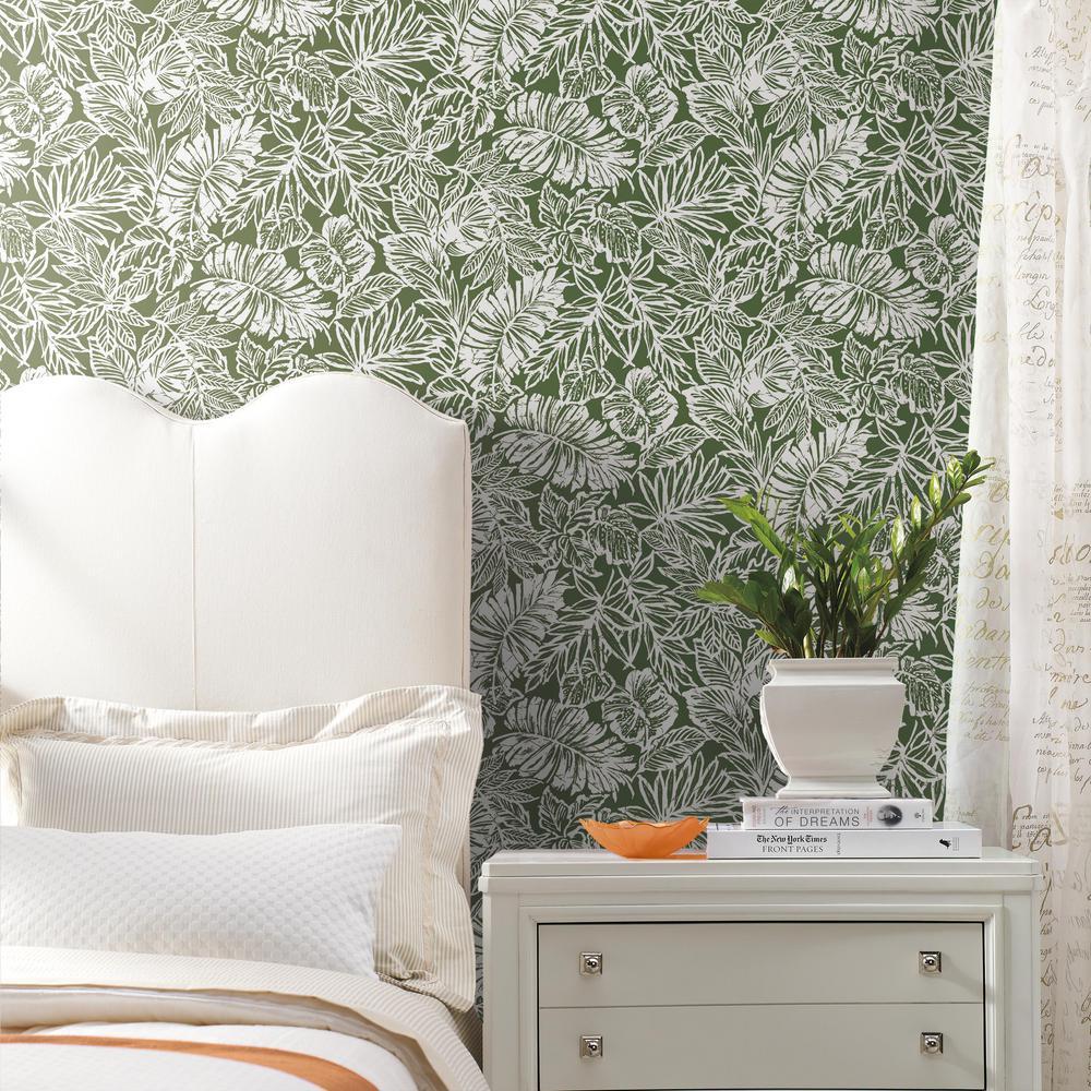 Batik Tropical Leaf Peel & Stick Wallpaper In Green - Bedroom Wallpaper Peel And Stick , HD Wallpaper & Backgrounds
