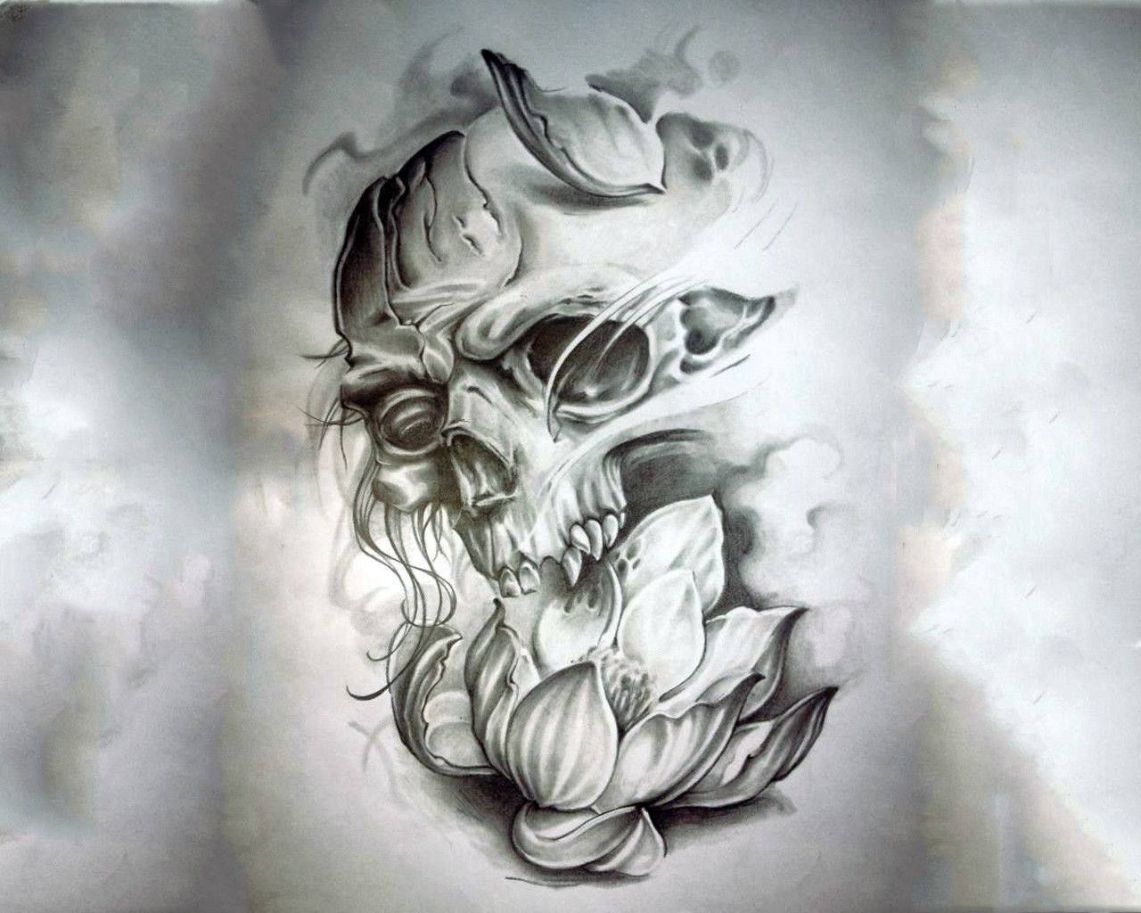 Tattoo Design Wallpaper On Wallpaperget - Skull Tattoo Wallpaper Hd , HD Wallpaper & Backgrounds