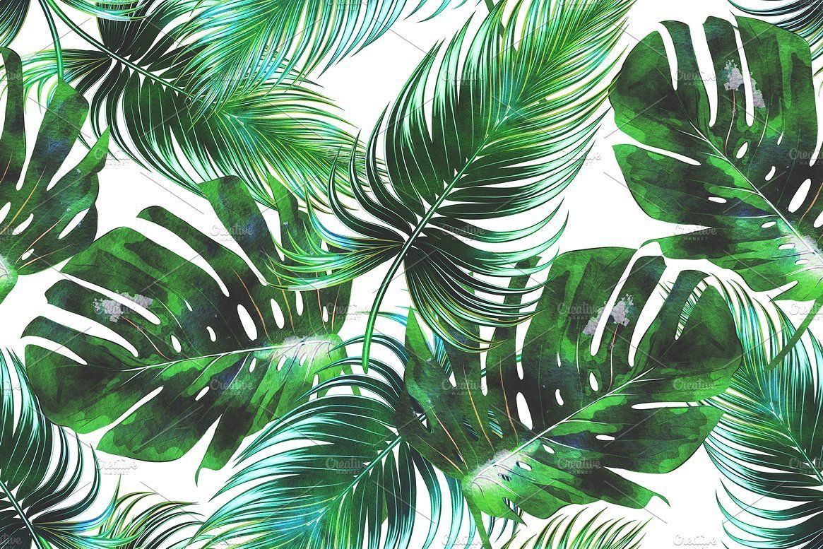 Watercolor Tropical Leaves Background Hd , HD Wallpaper & Backgrounds