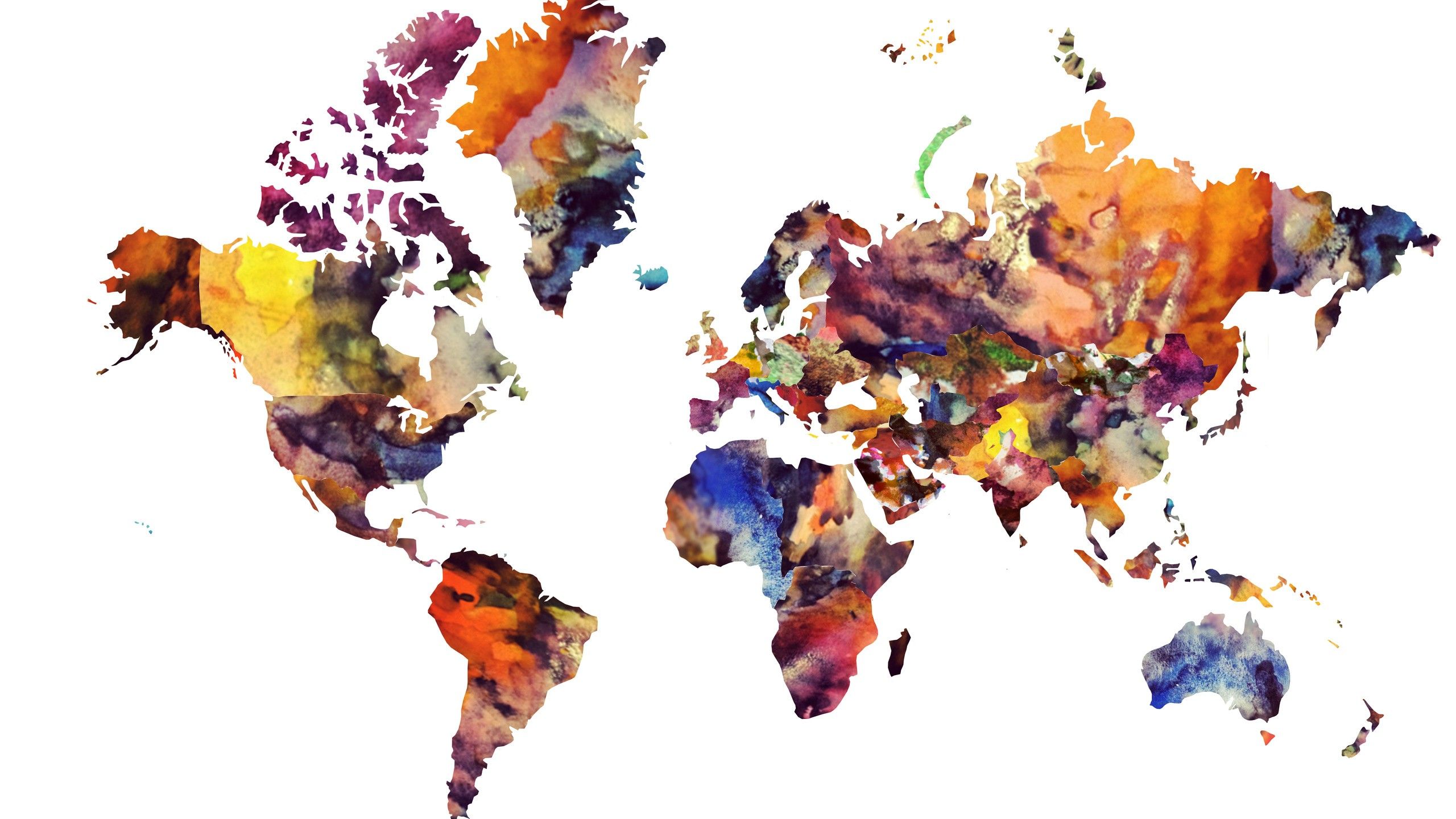 World Map Watercolor Wallpaper Inspirationa Maps - World Map Wallpaper Art , HD Wallpaper & Backgrounds