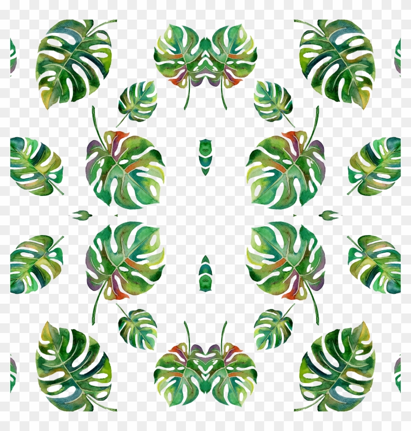 Tropical Island Palms Palm Leaves Watercolor Wallpaper - Motif , HD Wallpaper & Backgrounds