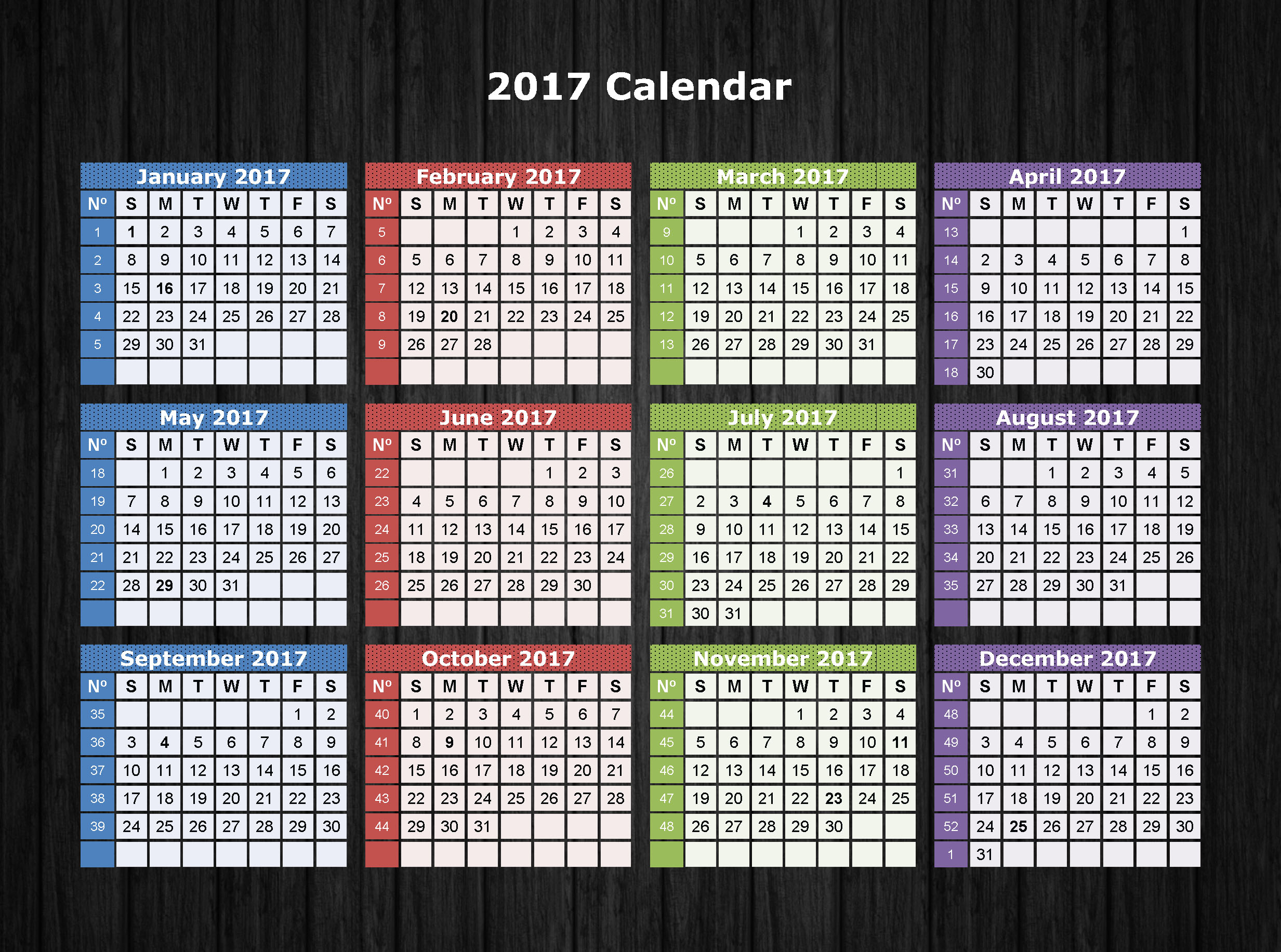 Calendar 2017 Best Wallpaper - Tints And Shades , HD Wallpaper & Backgrounds