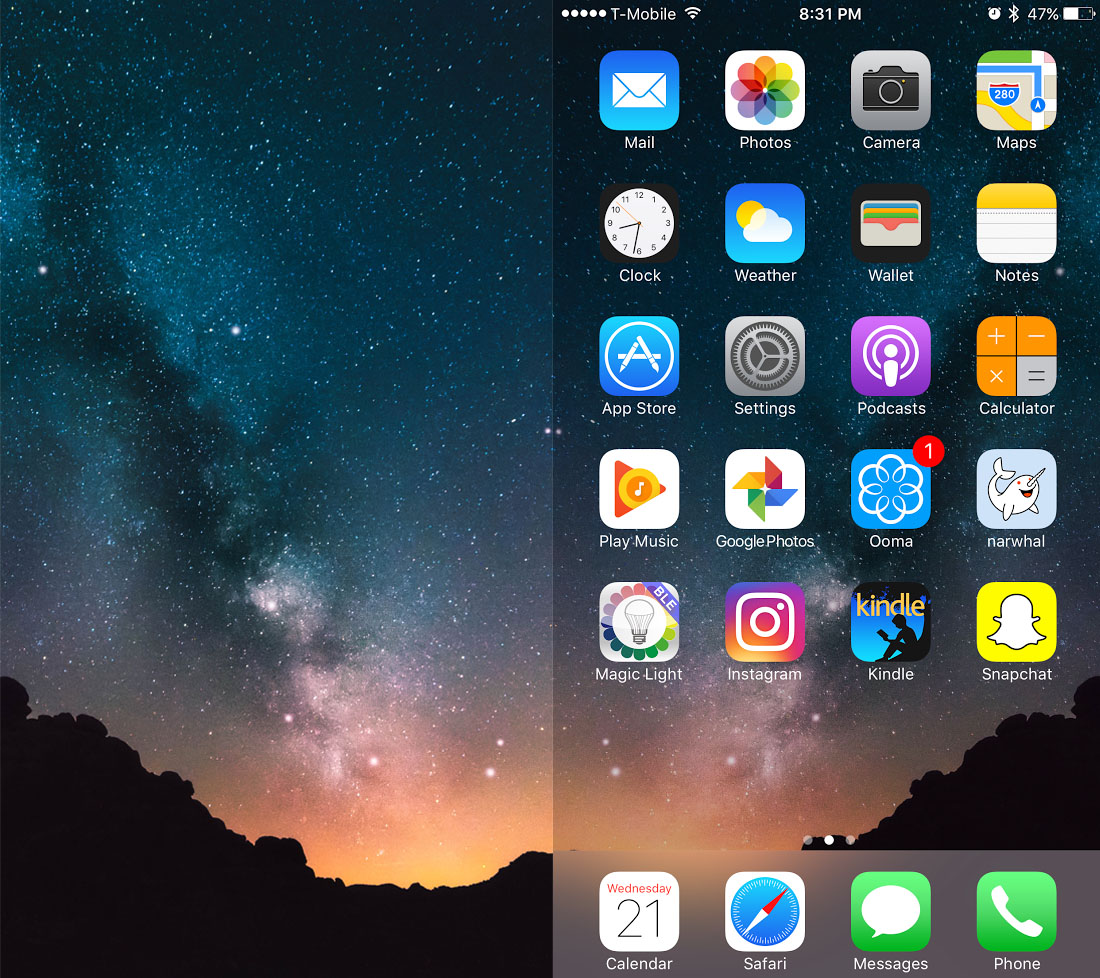 An Example Of The Wallpaper Dimming Issue In Ios 10 - Iphone 7 Home Screen Layout , HD Wallpaper & Backgrounds