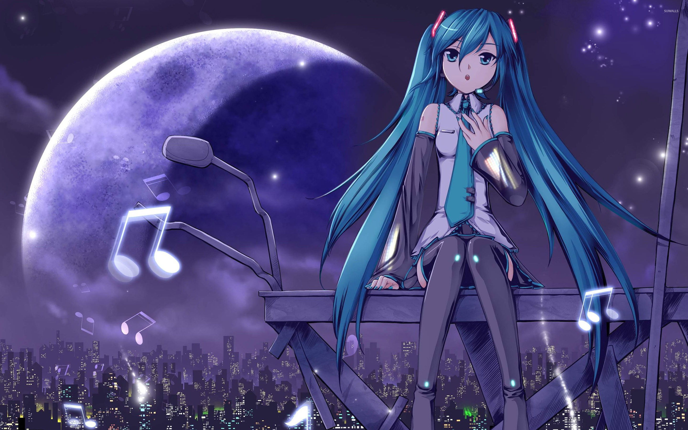 Hatsune Miku On Top Of The City - Hatsune Miku , HD Wallpaper & Backgrounds