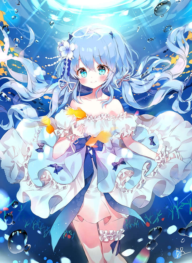 Hatsune Miku, Cute, Smiling, Loli, Underwater, Bubbles, - Anime ...