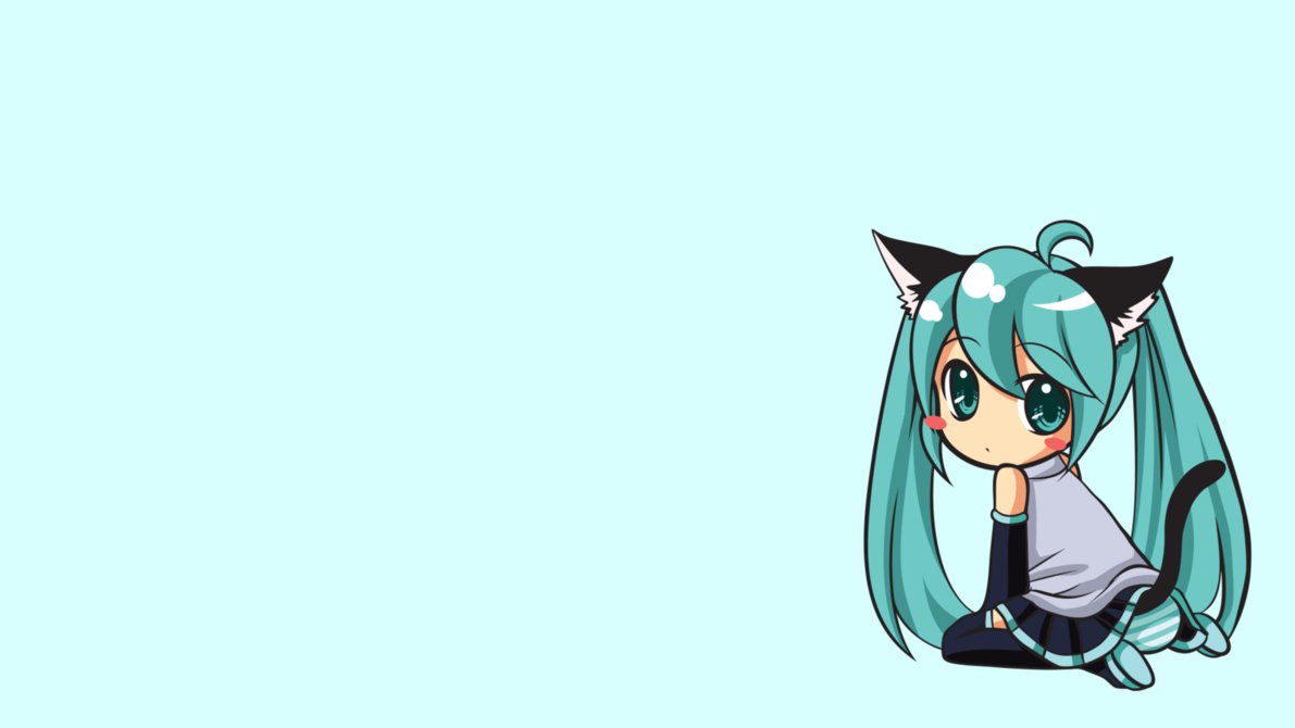 Chibi Hatsune Miku Wallpapers High Resolution To Download - Cat Anime Girl Chibi , HD Wallpaper & Backgrounds