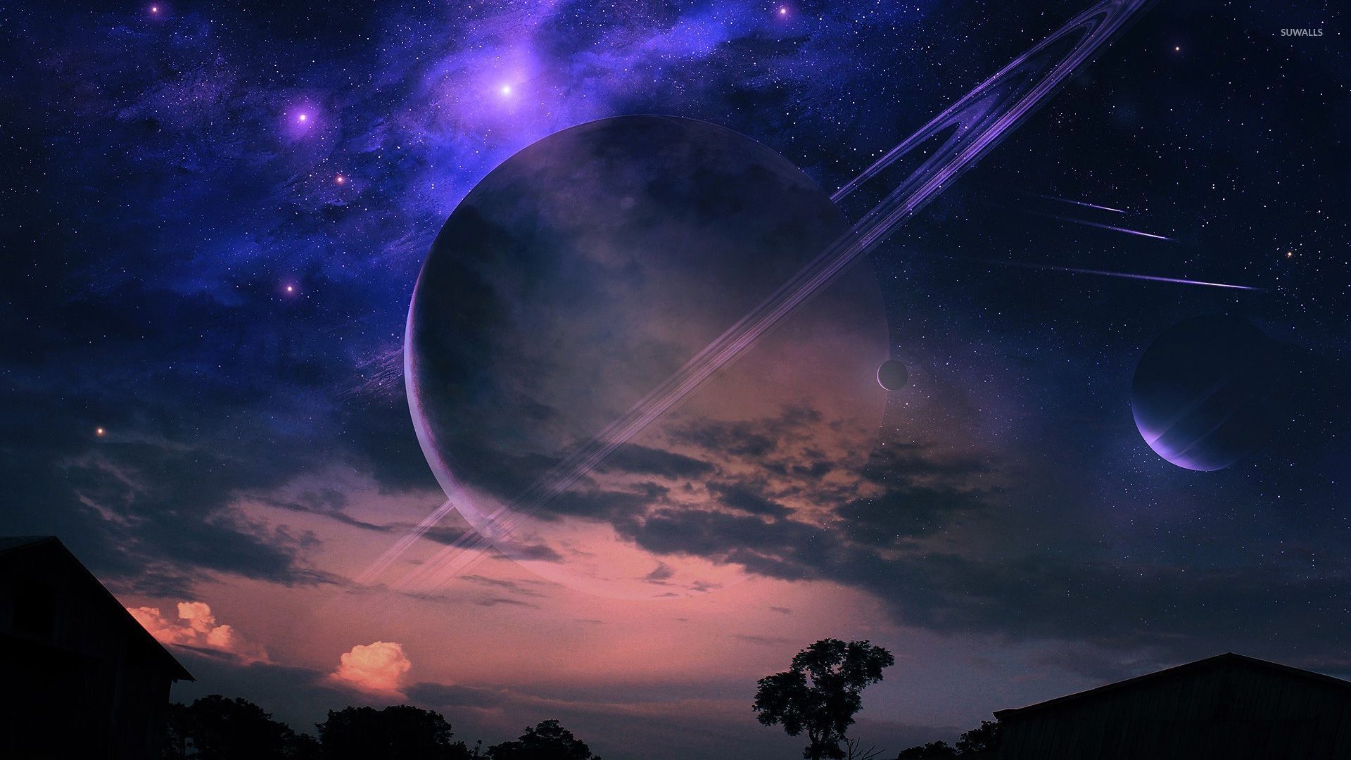 Planets In The Night Sky Wallpaper - Night Sky With Planets , HD Wallpaper & Backgrounds