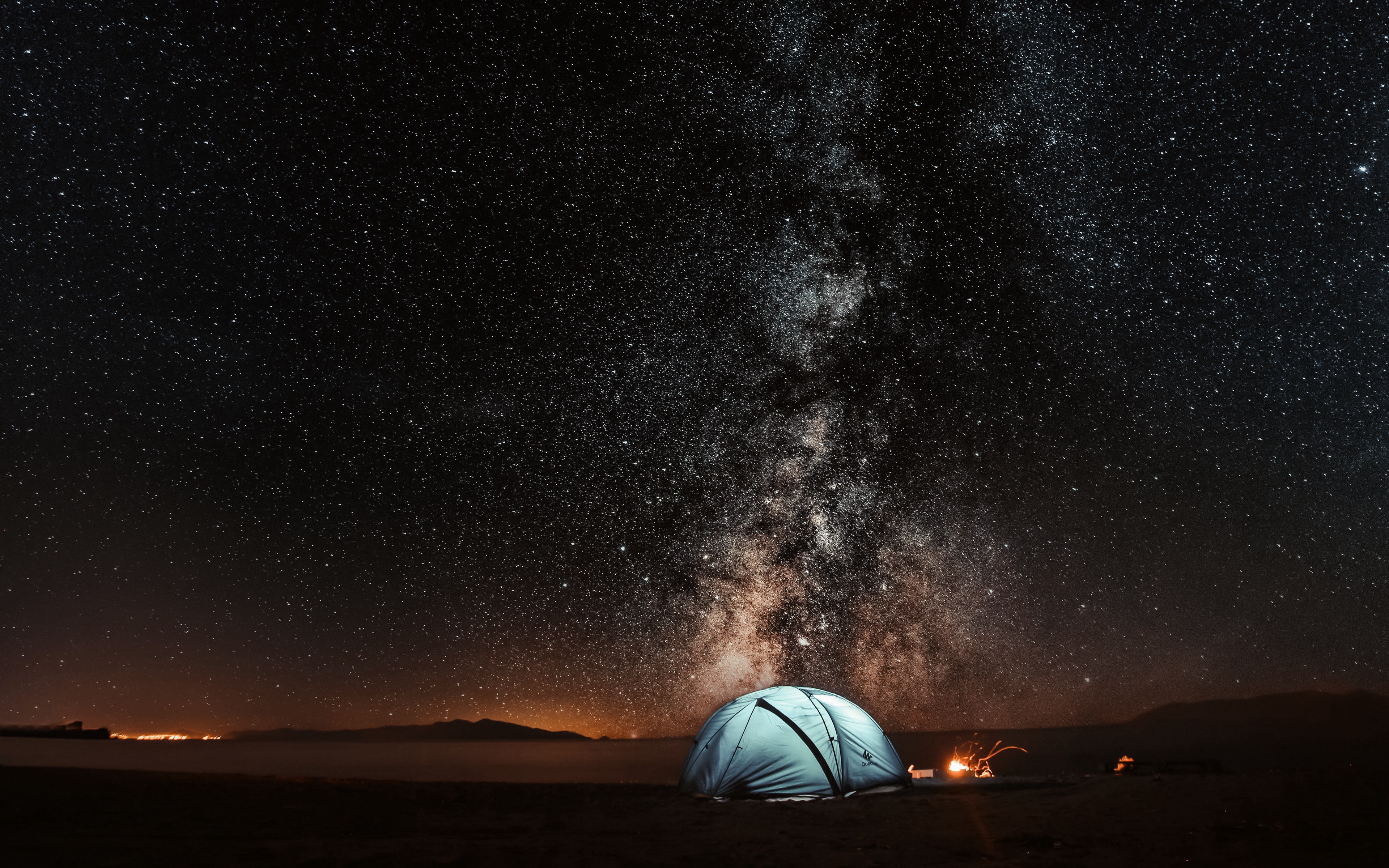 Wallpaper Tent, Starry Sky, Night, Tourism - Milky Way , HD Wallpaper & Backgrounds