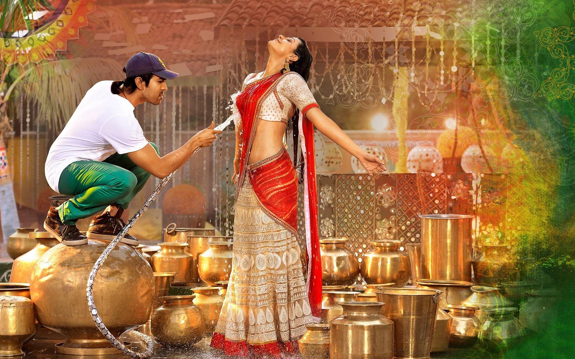 Download Kajal Agarwal Romantic Moods Hd Picture Wallpaper - Kajal And Ram Charan , HD Wallpaper & Backgrounds