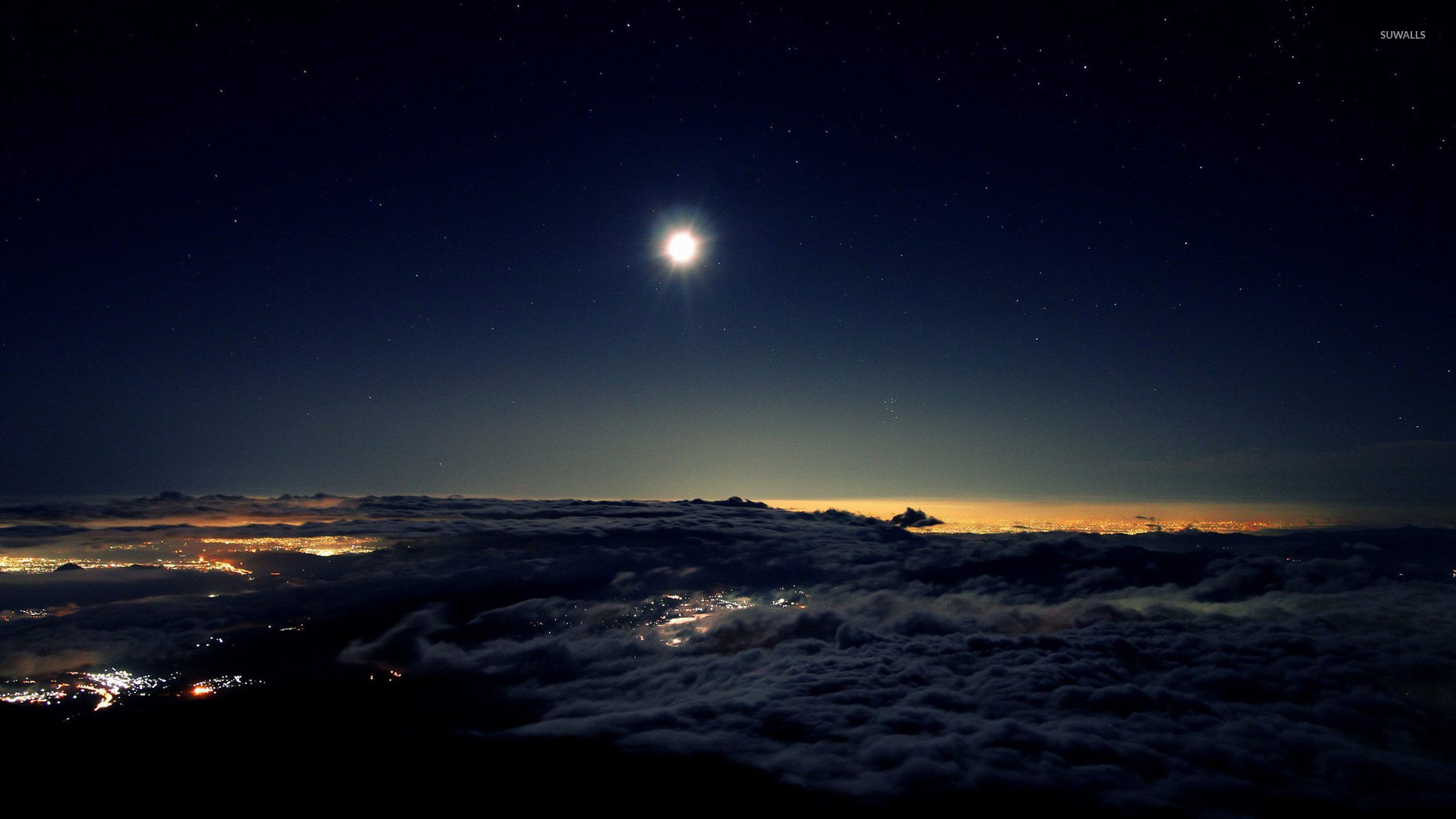 Night Sky Above The Clouds Wallpaper - Night Sky From Above , HD Wallpaper & Backgrounds