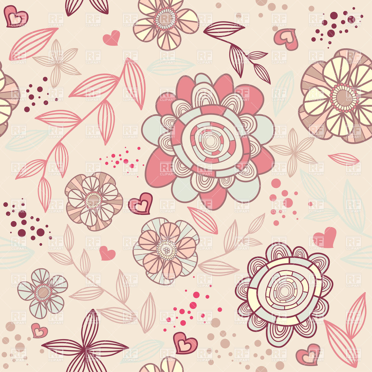 Seamless Romantic Pastel Wallpaper With Stylized Flowers - Seamless Floral , HD Wallpaper & Backgrounds