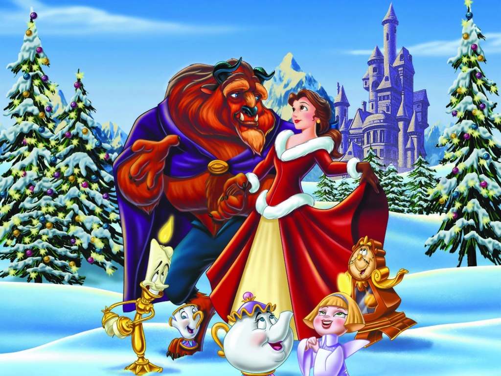 Movie Beauty And The Beast Disney Cartoon Christmas , HD Wallpaper & Backgrounds
