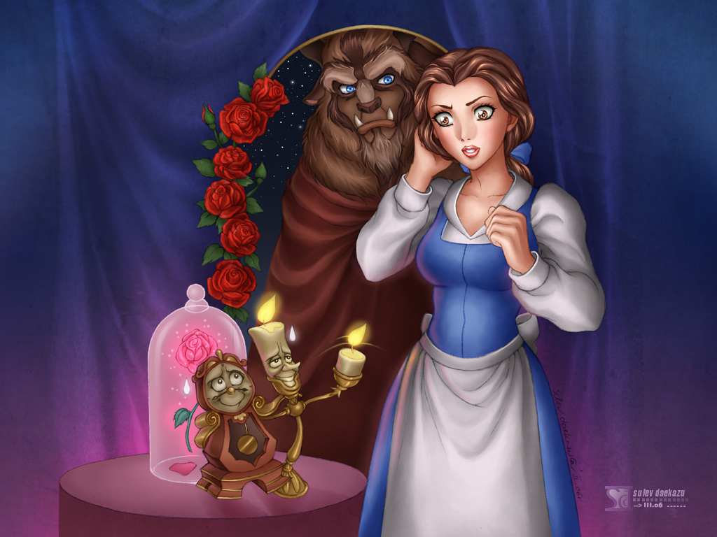Beauty And The Beast Disney - Disney Beauty And The Beast Cartoon , HD Wallpaper & Backgrounds