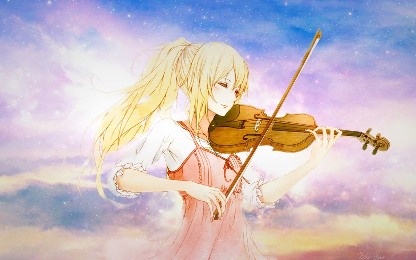 Wallpaper Kaori Miyazono, Shigatsu Wa Kimi No Uso, - Anime Girl Playing Violin , HD Wallpaper & Backgrounds