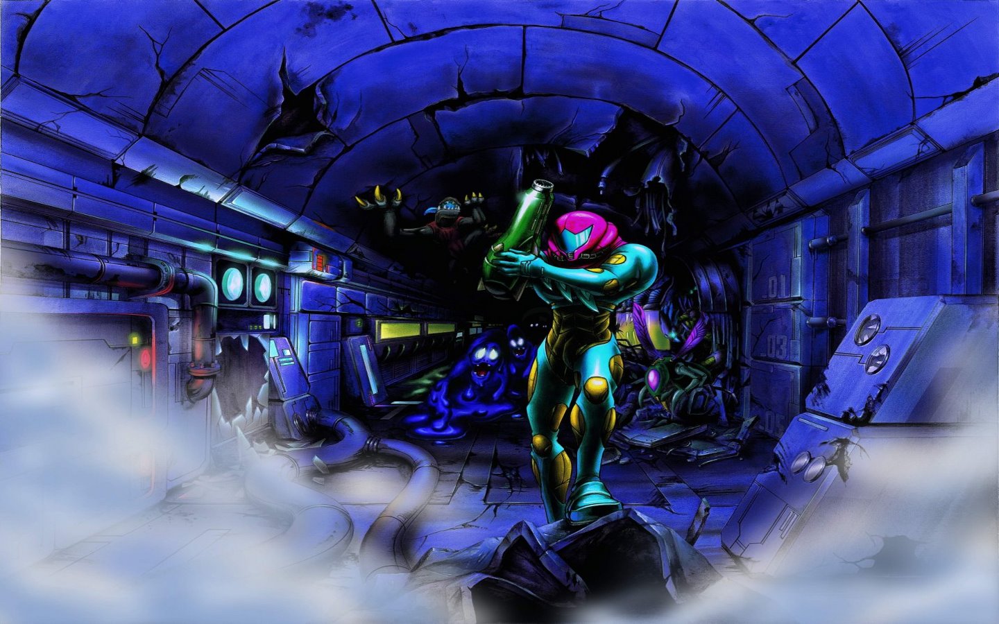 Metroid Wallpapers And Stock Photos - Metroid Fusion Official Art , HD Wallpaper & Backgrounds