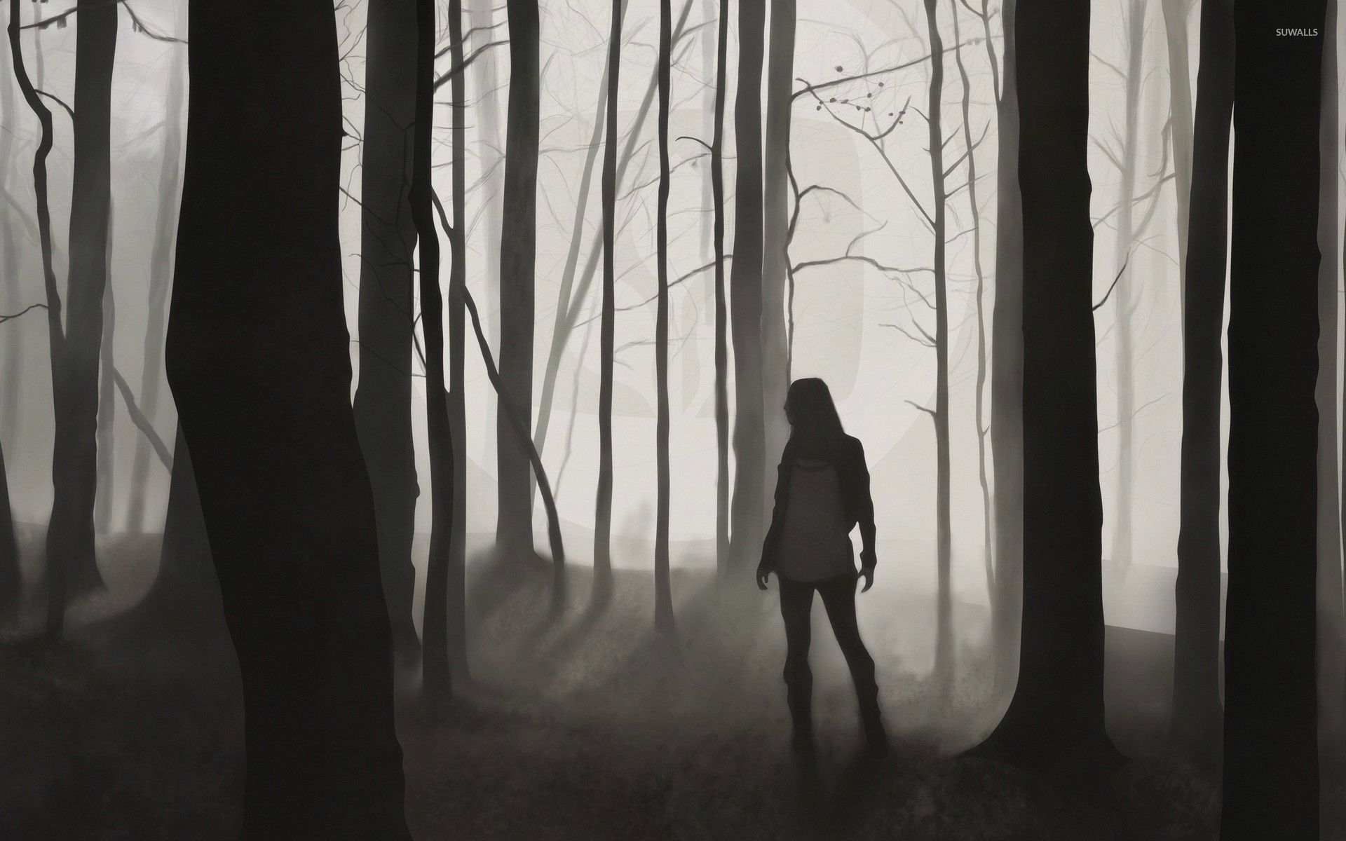 Lost Girl In The Dark Forest Wallpaper - Lost In A Dark Forest , HD Wallpaper & Backgrounds