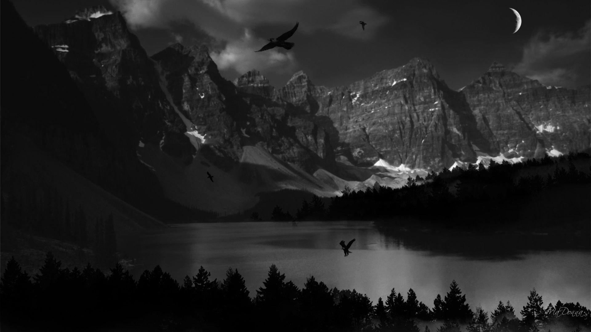 Desktop Dark Nature Wallpapers Download > - Moraine Lake , HD Wallpaper & Backgrounds