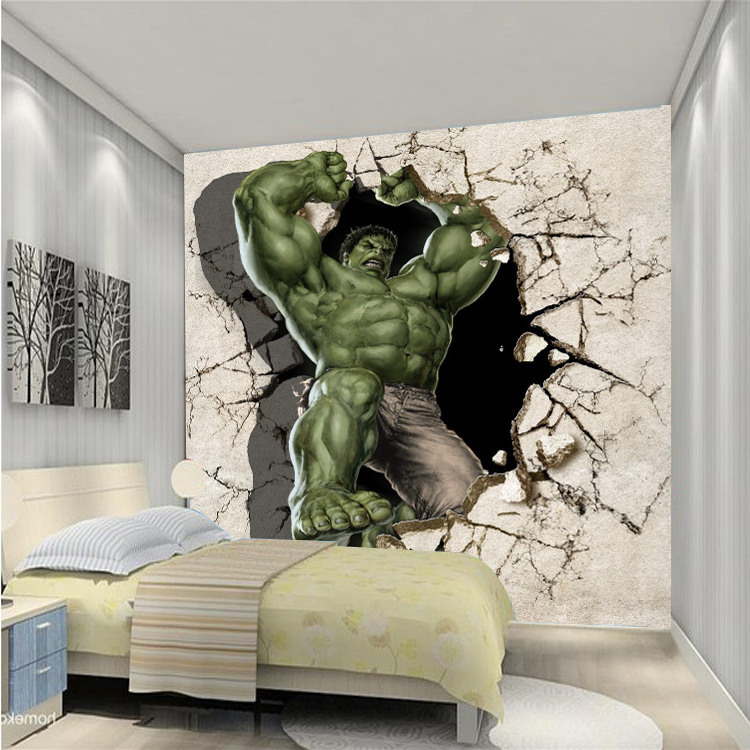 Customize 3d Hulk Mural Wallpaper Broken Wall Out Full - Papel Parede 3d Hulk , HD Wallpaper & Backgrounds